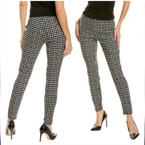 Nanette Lepore stretch ankle pants, jeggings black & white houndstooth silver M